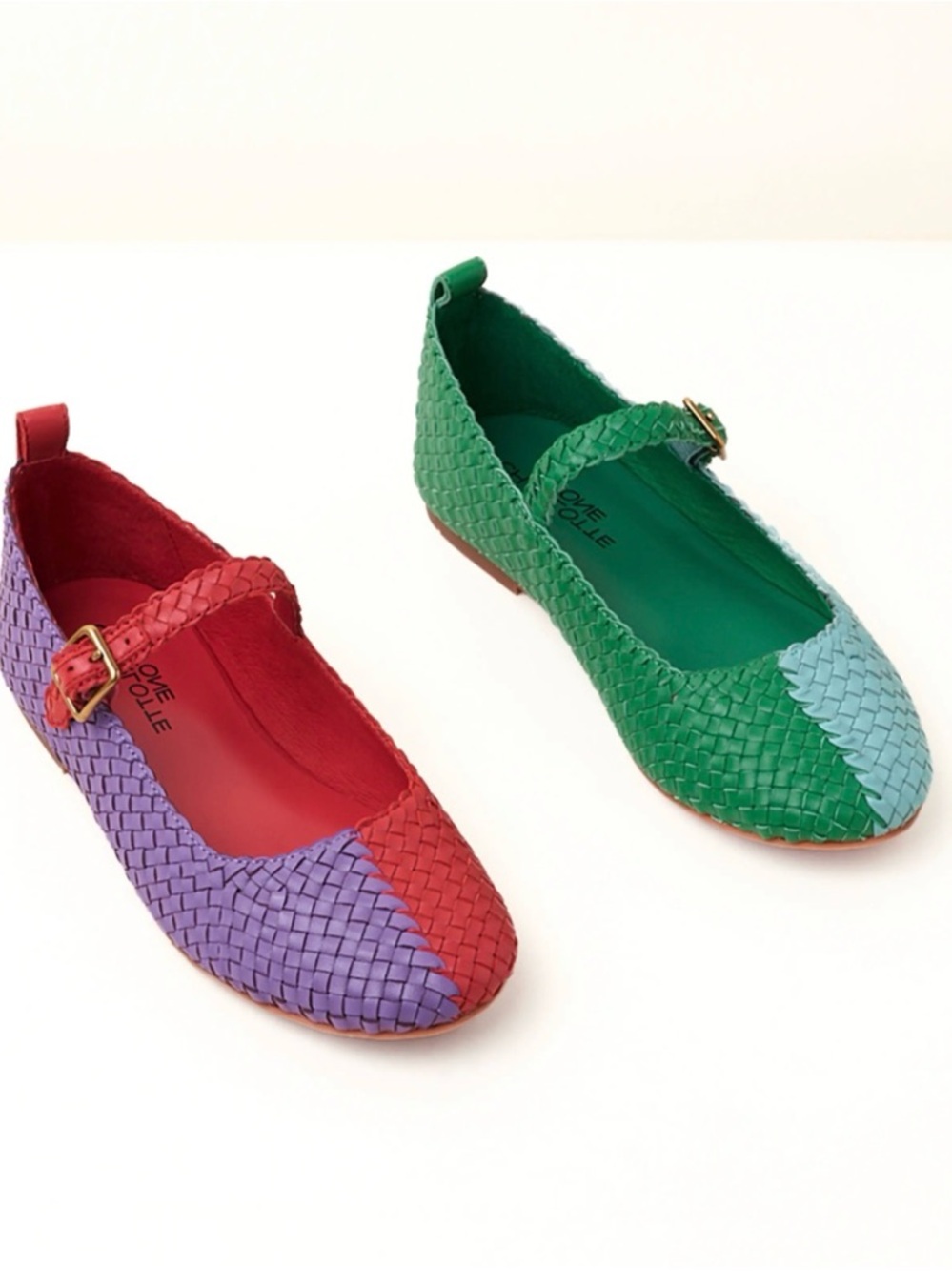 Charlotte Stone Raleigh Woven Mary Jane Flats - Red, Purple, Green, Light Blue